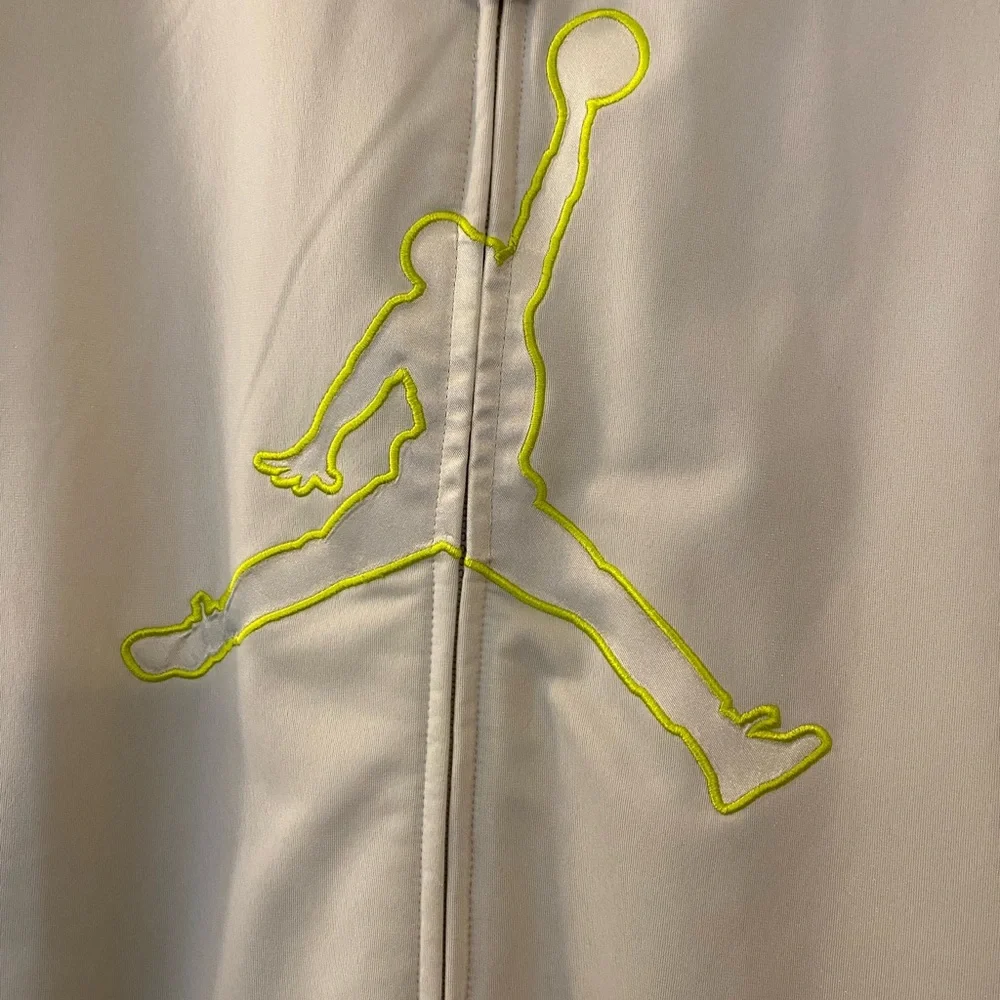 Jordan XXL Men's Y2K White and Neon Yellow Track Jacket